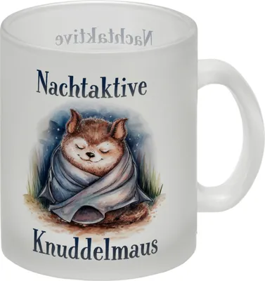 Produktbild von Nachtaktive Knuddelmaus Glas Tasse Kuschelige Fledermaus
