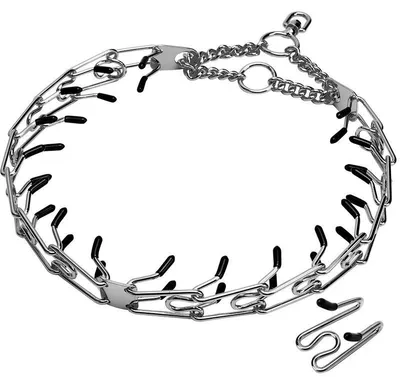 Productafbeelding van Halsband met puntige punten, verstelbare pasvorm, comfortabele rubberen uiteinden, 35-65 cm - zilver