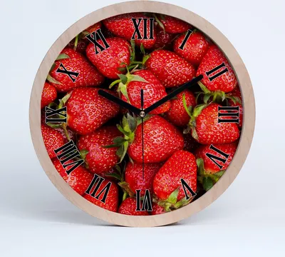 Produktbild von Holzuhr 30fi cm wanduhr - schwarze Spitzen - Erdbeeren