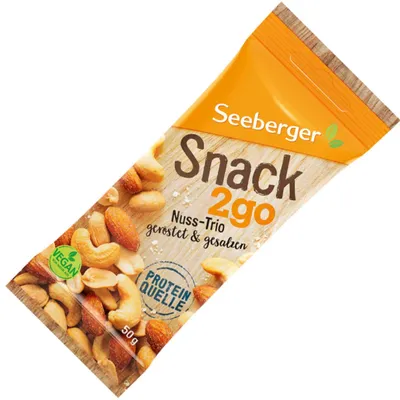 Produktbild von Seeberger Snack 2go Nuss-Trio geröstet & gesalzen 50g
