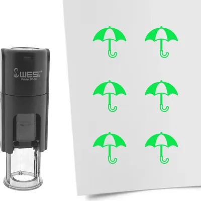 Zdjęcie produktu dla CombiCraft Stamp parasol 10mm okrągły zielony tusz - za 1 sztukę