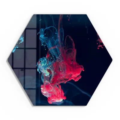 Produktbild von DEQORI Glasbild Echtglas 55x48 cm 'Tintentropfen im Wasser' Wandbild Bild modern Deko