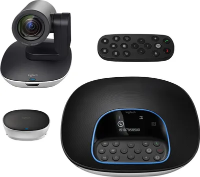 Produktbild von Logitech GROUP Videokonferenz-System, Bestehend aus Webcam, Freisprecheinrichtung & Fernbedienung, HD 1080p, 10-fach Zoom, Rauschunterdrückung, USB-Anschluss & Bluetooth, für Meetingräume - Schwarz
