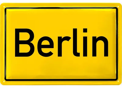 Produktbild von LANOLU Nostalgie Berlin Ortsschild Blechschild retro DDR - Berlin Souvenirs als Geschenke - vintage Metallschild 20x30cm