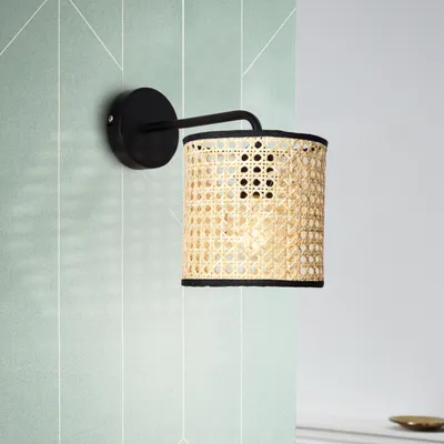 Produktbild von Wandleuchte Metall/Rattan 1-flammig Wiley natur HxL 250/165 mm