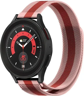 Produktbild von Strap-it Milanese Armband - Kompatibel mit Samsung Galaxy Watch 5 Pro Armband Edelstahl Armband mit Magnetverschluss - Ersatzarmband - Hochwertiges Material - für Samsung Galaxy Armband Rot