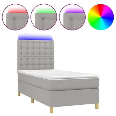 Produktbild von vidaXL Boxspringbett mit Matratze & LED Hellgrau 100x200 cm Stoff