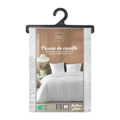 Image de Parure de lit - Douceur d'Intérieur - Microfibre - 240x220cm - Blanc