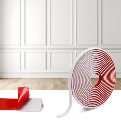 Image de Moulure décorative adhésive pour murs, 6,1 mètres, TPE, blanche - Bordure de protection flexible