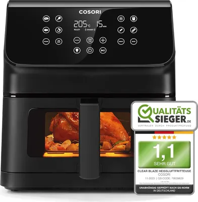 Produktbild von 6,2L Airfryer mit aktualisierter Rapid Air Technologie, 55% Energieeinsparung, für 3-5 Personen, 12 in 1 Heissluftfritteuse, 30 Rezeptbuch, 1700 W