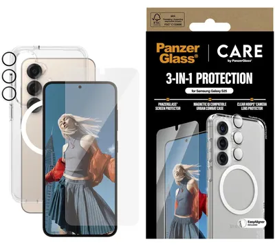 Immagine prodotto di Cura di Panzerglass Flagship 3W1 Etui+Szkło+Lenti per Samsung Galaxy S25