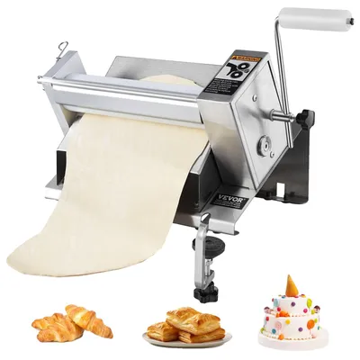 Produktbild von VEVOR Manuelle Teigwalzmaschine, Blätterteigwalze und Fondantroller, Abnehmbarer Griff, Platte, Walze für einfache Reinigung, Max 1/2 Zoll einstellbare Dicke, für Zuhause oder kleine gewerbliche Küchen
