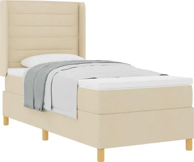 Produktbild von Boxspringbett mit Matratze Creme 100 x 200 cm Stoff