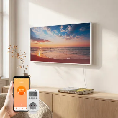 Produktbild von EMKE Infrarotheizung mit Thermostat, Bildheizung 119,5x59,5 cm 1200 W Wandmontage