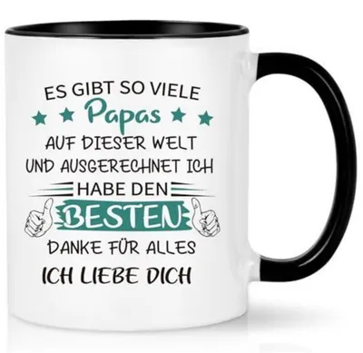 Produktbild von Kaffeetasse mit Spruch "Ich liebe dich" 320ml Schwarz Keramik Vatertagsgeschenk