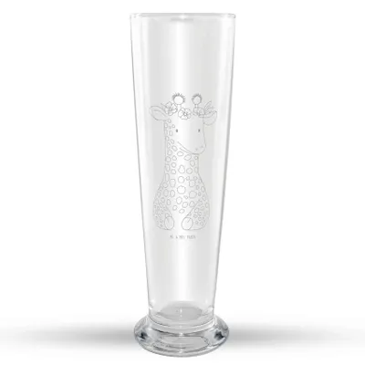 Produktbild von Mr. & Mrs. Panda Weizenbier Glas Giraffe Blumenkranz - Transparent - Geschenk, Bier, Abenteurer, Freundin, Weizen, Mr Mrs Weizenglas, Selbstliebe, Weißbierglas, Bierglas