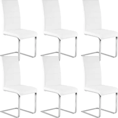 Produktbild von WOLTU Esszimmerstühle 6er Set, Polsterstuhl, Kunstleder, Weiß