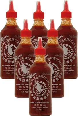 Produktbild von 6er-Pack FLYING GOOSE Sriracha (6x 455ml) | sehr scharfe Chilisauce | Superscharf