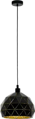 Immagine prodotto di EGLO Roccaforte, lampada a sospensione a 1 luce, lampada a sospensione in acciaio, nero, oro, attacco: E27, Ø 40 cm