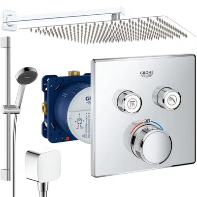 Produktbild von Grohe und Jowi Unterputz Duschsystem, mit Grohtherm SmartControl Thermostat, 360x360mm Kopfbrause, 650mm Brausestange