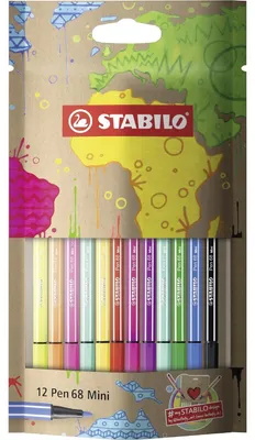 Immagine prodotto di Pennarello premium - STABILO Pen 68 Mini - #mySTABILOdesign - confezione da 12 - con 12 colori diversi