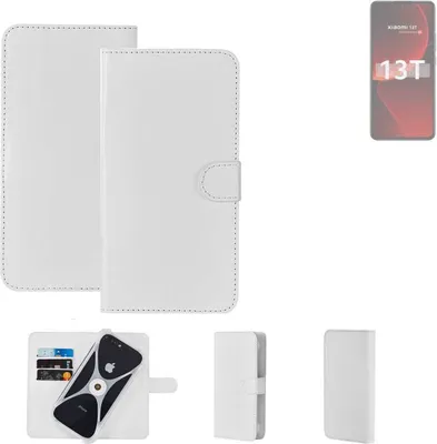 Produktbild von K-S-Trade Handy Hülle Schutz Hülle kompatibel mit Xiaomi 13T Cover Case Bookstyle Bumper weiß 1x