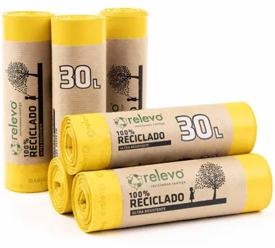 Produktbild von Relevo Gelbe Säcke – 90 Stück Müllbeutel 25L bis 30L mit Zugband, nachhaltig aus