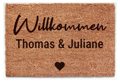 Produktbild von Personalisierte Kokos Fußmatte mit Namen – Willkommensmatte für die Haustür – Geschenk zur Einweihung, zur Hochzeit oder zum Einzug