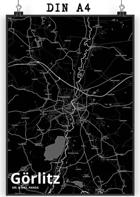 Produktbild von Mr. & Mrs. Panda Bild Görlitz DIN A4 - Geschenk, Stadt, Wandbild, Dorf Karte Landkarte Map Stadtplan, Wandschmuck, wanddeko, drucke, Kunstdruck