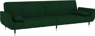 Produktbild von vidaXL Schlafsofa 2-Sitzer mit 2 Kissen Dunkelgrün Samt