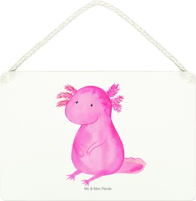 Produktbild von Mr. & Mrs. Panda holzbild Axolotl Niedlich DIN A4 - Weiß - Geschenk, Lebensweisheit, Freundin, Schild, wandtafel, Holzschild, Wandbild Holz, Türschild, Liebe, Weisheit
