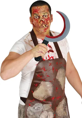 Produktbild von Gallischer Sichel Krieger Halloween Kostüm Zubehör Blutrünstige Deko Requisite Fantasie Abenteuer Apokalypse Horror Furchteinflößend Klingenwerkzeug, Farbe: Grau / Schwarz
