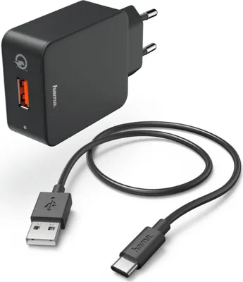 Produktbild von Hama Ladeset, USB Type-C, QC 3.0, 3 A, Schwarz