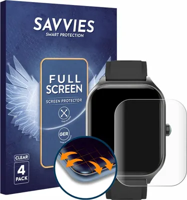 Produktbild von 4x Savvies Fullscreen Schutzfolie für FORRLITE Smartwatch 2.01" Displayschutz Folie Fullcover Klar Transparent