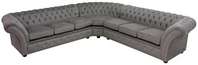Produktbild von Textil Chesterfield Graue Polster Eck Sofa Garnitur Couchen Sitz Stoff 308x308cm
