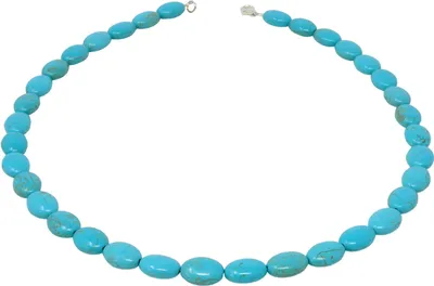 Produktbild von Kette Collier aus Türkis-Howlith Halsschmuck Halskette Türkiskette oval schlicht