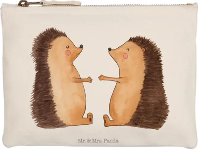 Produktbild von Mr. & Mrs. Panda Federmappe Igel Liebe Größe M - Weiß - Geschenk, Kulturbeutel, Schlampermäppchen, Hochzeit, Stoffbeutel, Federtasche, Mäppchen, Hochzeitstag, Freundin