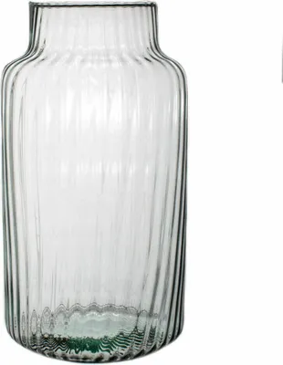 Immagine prodotto di Ecoglassworks Vase Gigi gerippt, Dekovase, Blumenvase, Glasvase, Recyceltes Glas, Transparent, 35 cm, W-395D