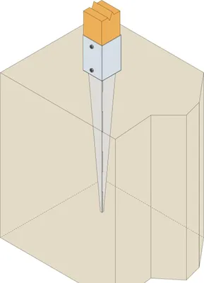 Image de Pied de poteau carré SIMPSON de jardin à enfoncer - 90 x 90 x 750 - PPJET90/750