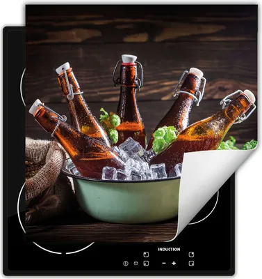 Produktbild von DarHaus Herdabdeckplatte 60x52 cm Anti Rutsch Matte Aufrollbar, Bier - Holz