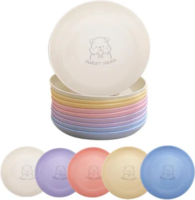 Obrázok produktu pre Plastové taniere, opakovane použiteľné, priemer 20 cm, bez obsahu BPA, vhodné na kemping a do kuchyne
