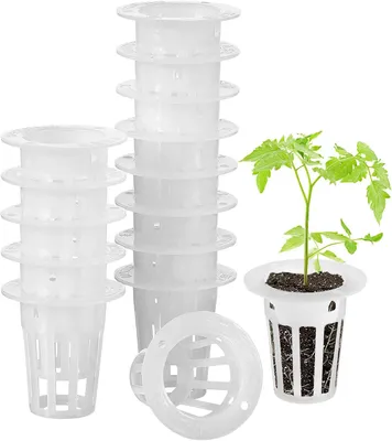 Produktbild von Hydrokultur Netztöpfe weiß 100 Stück, 3,4 x 3,5 x 1,7 cm, breiter Rand, UV-beständig, für Orchideen