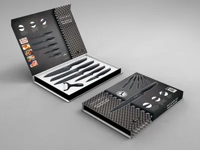 Produktbild von Royalty Line RL-MB5: Antihaftbeschichtung Messer-Set 5PCS Schwarz