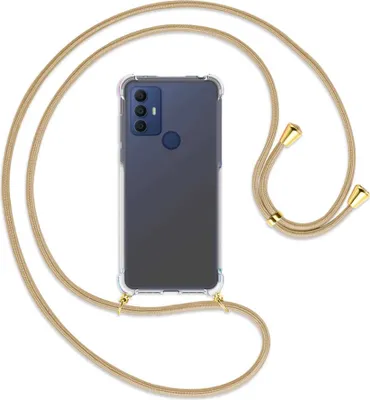 Produktbild von Handykette Backcover-Schutzhülle mit Band (Metall goldfarben) für TCL 30 SE, TCL 305, TCL 306 - caramel