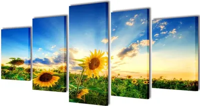 Produktbild von Möbel Bilder Dekoration Set Sonnenblumen 200 x 100 cm - Leinwandbilder 241573