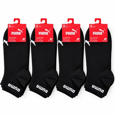 Produktbild von PUMA Quarter Sportsocken 12 Paar, Schwarz, Gr. 43-46 – kurze Socken Damen & Herren