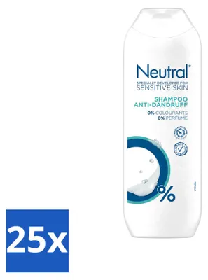 Zdjęcie produktu dla 25 sztuk szamponu neutralnego, przeciwłupieżowego, przeznaczonego do skóry wrażliwej - pojemność 250 ml - zestaw ekonomiczny