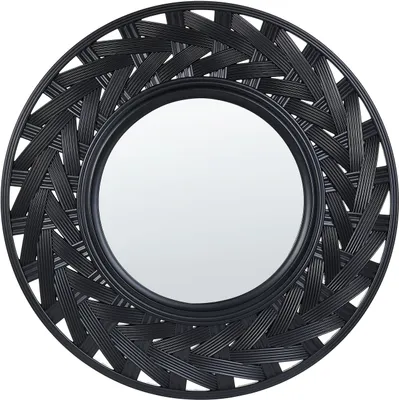 Produktbild von BELIANI Wandspiegel Schwarz ø 60 cm Rund mit Großem Rahmen Moderner Stil Hängender Spiegel für Schlafzimmer Wohnzimmer Flur