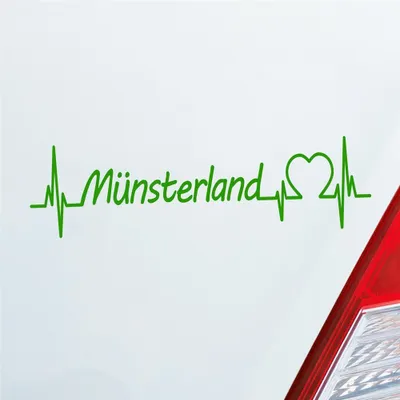 Produktbild von Auto Aufkleber Münsterland Puls Herzschlag mit Ferien Region Motiv 19x5 cm Hellgrün Sticker Heckscheibenaufkleber