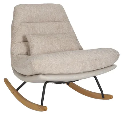 Produktbild von Better Home gepolsterter Schaukelstuhl Relaxsessel mit Buchenholzsockel, beige